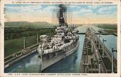USS Utah in Middle West Chamber Postcard