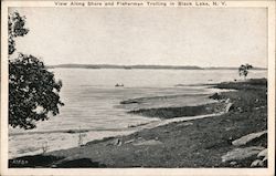 View Along Shore and Fishermen Trolling Postcard