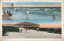 Folly Island Beach and Pier Postcard