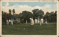 Playing Golf in Florida Postcard