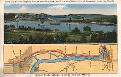 Park on World's Highest Bridge Over Shipping and View the Vision City of Longview From the Clouds Postcard