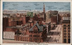 Birdseye View of Denver-Mountain Elevations and Names Postcard