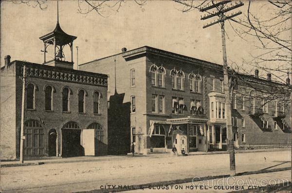 City Hall & Clugston Hotel Columbia City Indiana