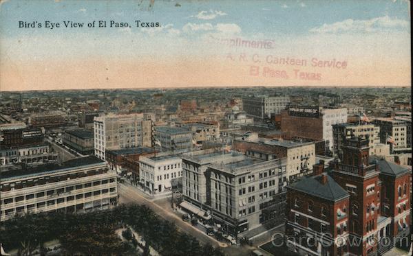Bird #39 s Eye View of El Paso Texas Postcard Bird #39 s Eye View of El Paso Texas Postcard