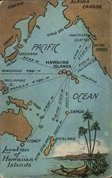 Map of the Hawaiian Islands and the Pacific Ocean Postcard