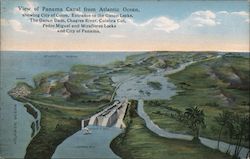 View of Panama Canal from Atlantic Ocean Postcard