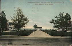 Ocean Pathway Looking East from Central Ave., Beach Auditorium in the Distance Postcard