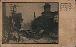 Cleaning Away the Debris From the Erie Canal, Effect of the Washout, July 30, 1907 Postcard