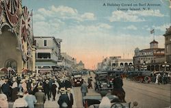 A Holiday Crowd on Surf Avenue Postcard
