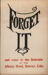 Forget It and Come to the Bohemia at the Albany Hotel Postcard