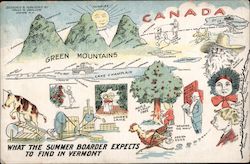 Picture Map of Vermont Postcard