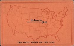 Map of US Showing Robinson Illinois Postcard Postcard Postcard