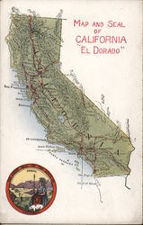 Map of California - El Dorado Postcard Postcard Postcard