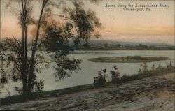 Scene Along the Susquehanna River Williamsport, PA Postcard Postcard Postcard