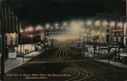 Main St. at Night, West from the Dalton Hotel Jackson, MI Postcard Postcard Postcard