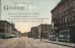 Main St. Jackson, MI Postcard Postcard Postcard