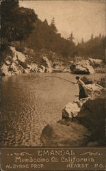Emandal - Fishing on River Willits, CA Postcard Postcard Postcard
