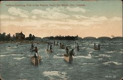 Indians Spearing Fish in the Rapids Postcard
