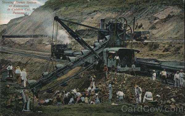 Showing French system of excavation in Culebra Cut, Panama