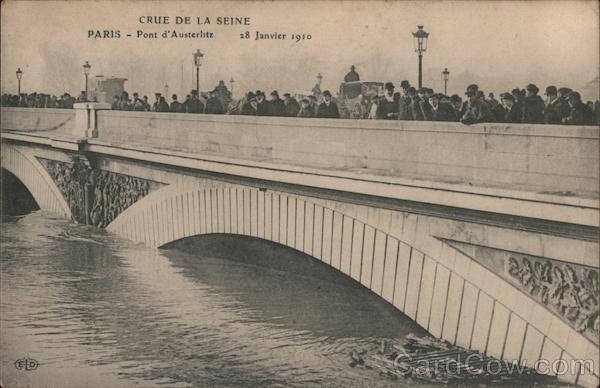 Pont d'Austerlitz - Crue de la Seine, 1910 Paris France