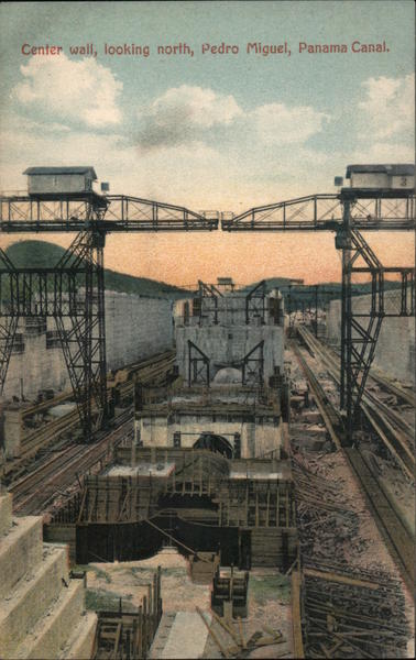 Center wall, looking north, pedro miguel, panama canal
