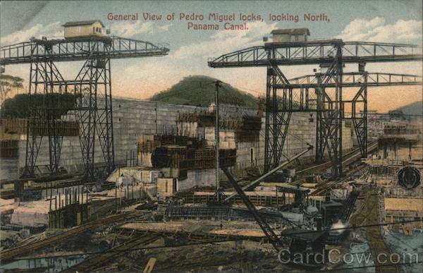 General view of Pedro Miguel locks looking north, Panama Canal