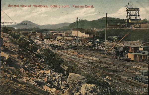 General view at Moraflores, looking north, Panama Canal.