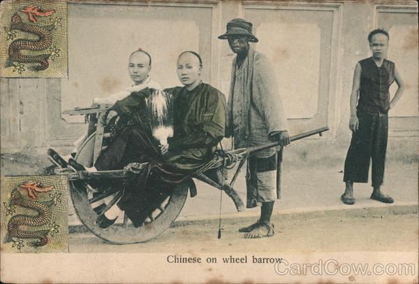 Chinese on wheel barrow China
