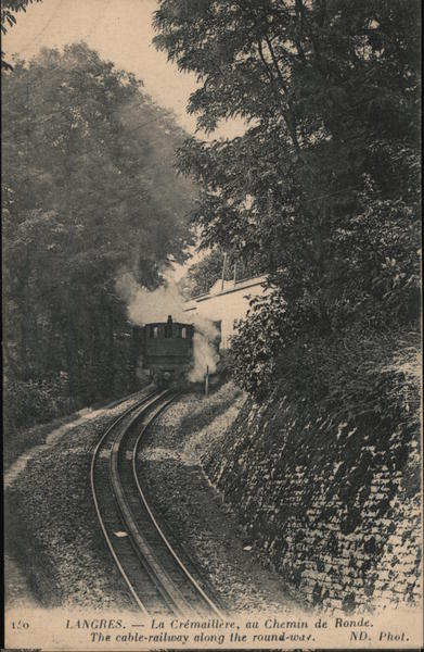 Langres - The cable railway along the round way. France
