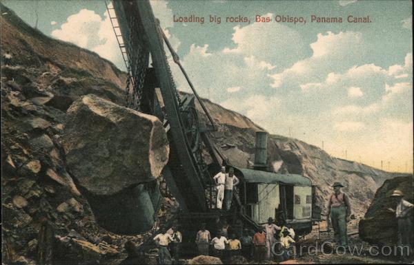 Loading big rocks, Bas Obispo, Panama Canal
