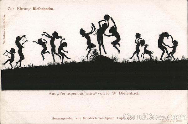 Silhouette children playing, from Per aspera ad astra by K.W. Diefenbach Germany