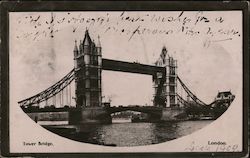 View of Tower Bridge - Mailed to Japan Postcard