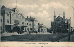 Central Station and Seamen's Church Postcard