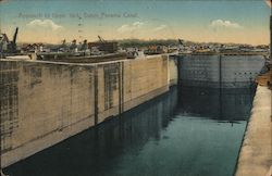 Approach to upper lock Gatun Panama Canal Postcard