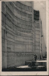 West Wall of Miraflores Locks Compared to "Size of Man" Postcard