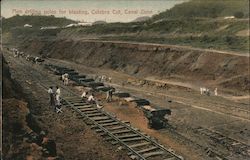 Men Drilling Holes for Blasting, Culebra Cut Postcard