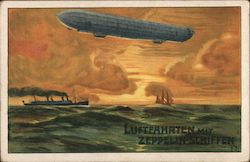 Luftfahrten mit Zeppelin, Schiffen Postcard