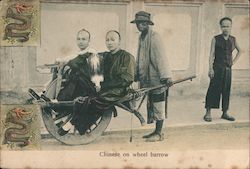Chinese on wheel barrow Postcard