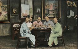 Men having food. Postcard