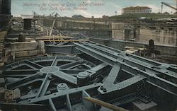 Machinery for operating Gales, Upper chamber, East Lock, Gatun Panama Postcard