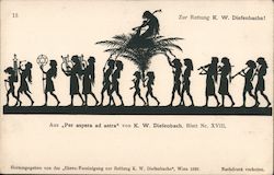 Silhouette children on parade, from "Per aspera ad astra" by K.W. Diefenbach Germany Postcard Postcard Postcard