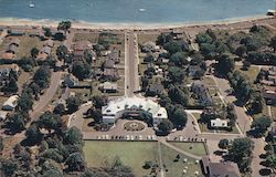 Aerial View of Lighthouse Inn and Shoreline Postcard