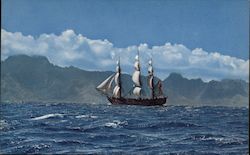 Bounty Sailing Near Tahiti Postcard
