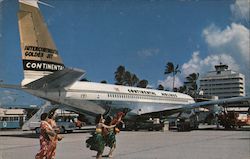 New Intercontinental Golden Fan Jet at Honolulu International Airport Postcard