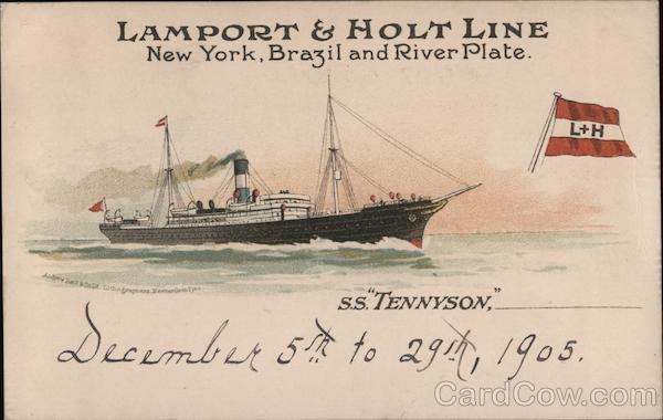 Lamport & Holt Line - New York, Brazil and River Plate - SS Tennyson