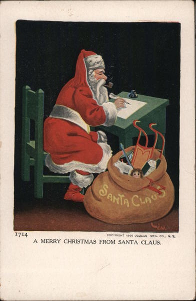 A Merry Christmas From Santa Claus -- Santa at a Writing Desk