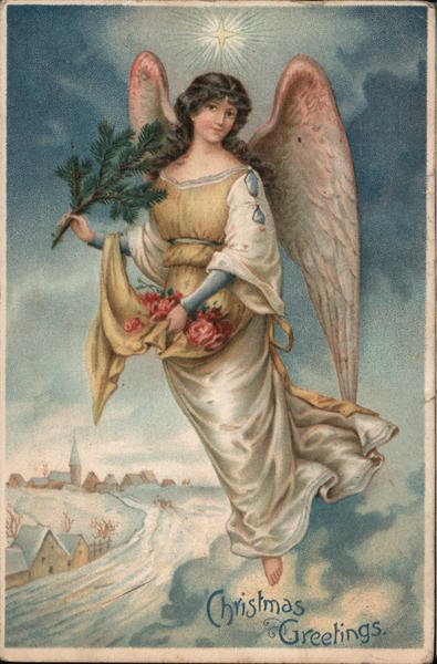 Christmas Greetings Angels Postcard