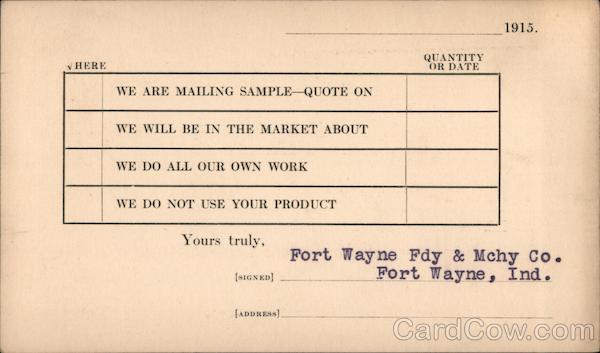 Fischer Special Mfg. Co. Correspondence Card Postal Cards & Correspondence