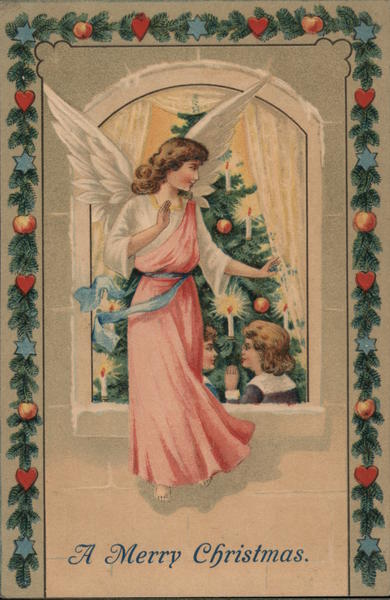 A Merry Christmas Angels Postcard