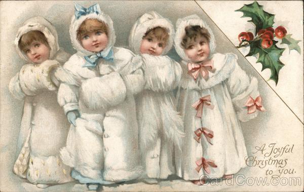A Joyful Christmas to You: 4 Children in Fur Coats